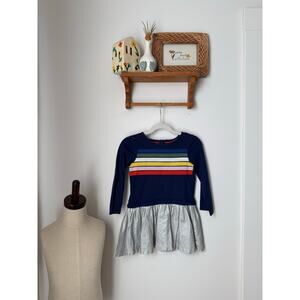 Mini Boden rainbow metallic skirted dress - 3-4Y